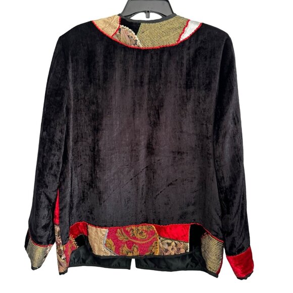 Vintage Allure Patchwork Blazer Jacket Size M Black Multi Long Sleeves Blazer - Picture 9 of 12